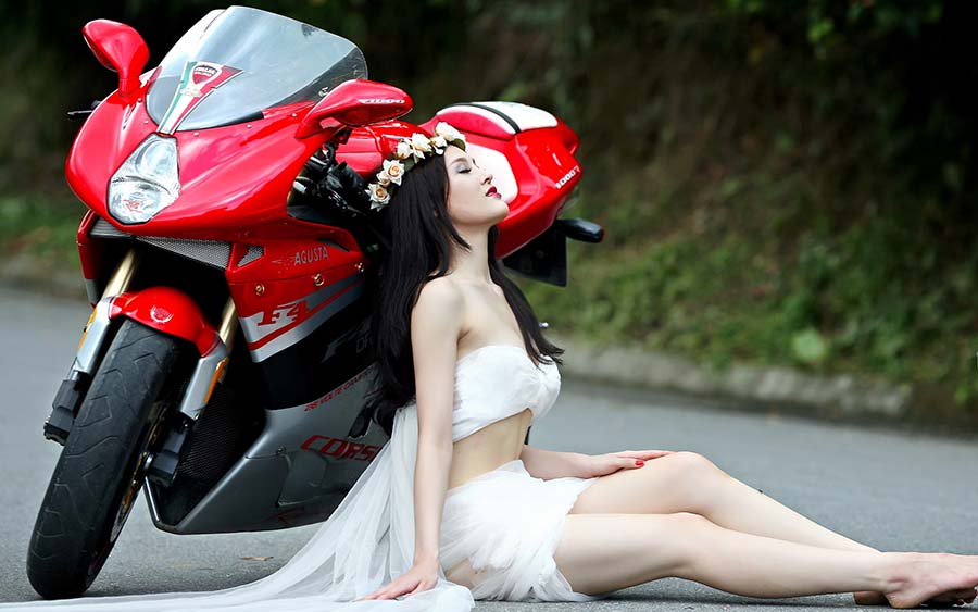 Beautiful girls and motorcycles in Indore